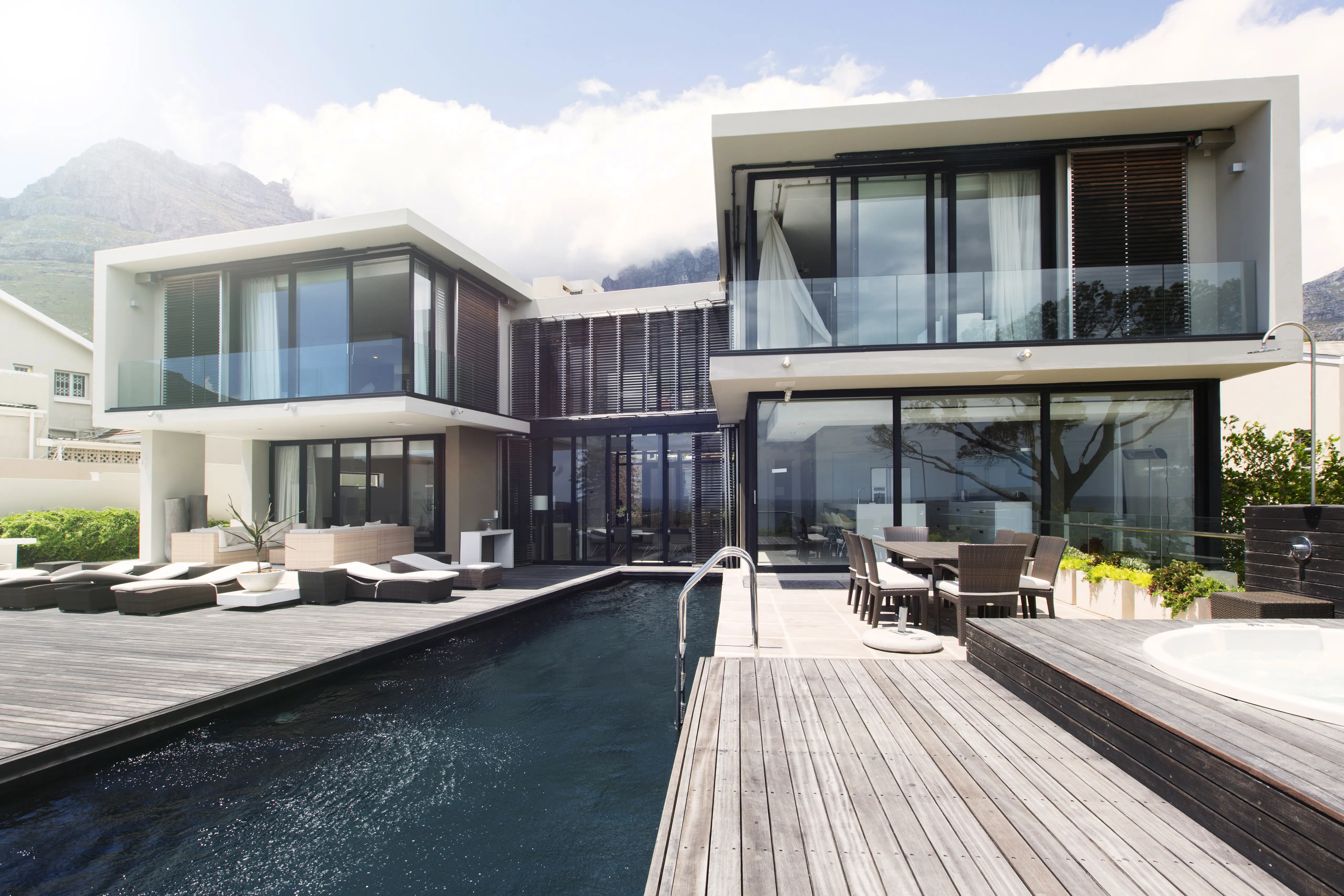 Modern custom home with a pool